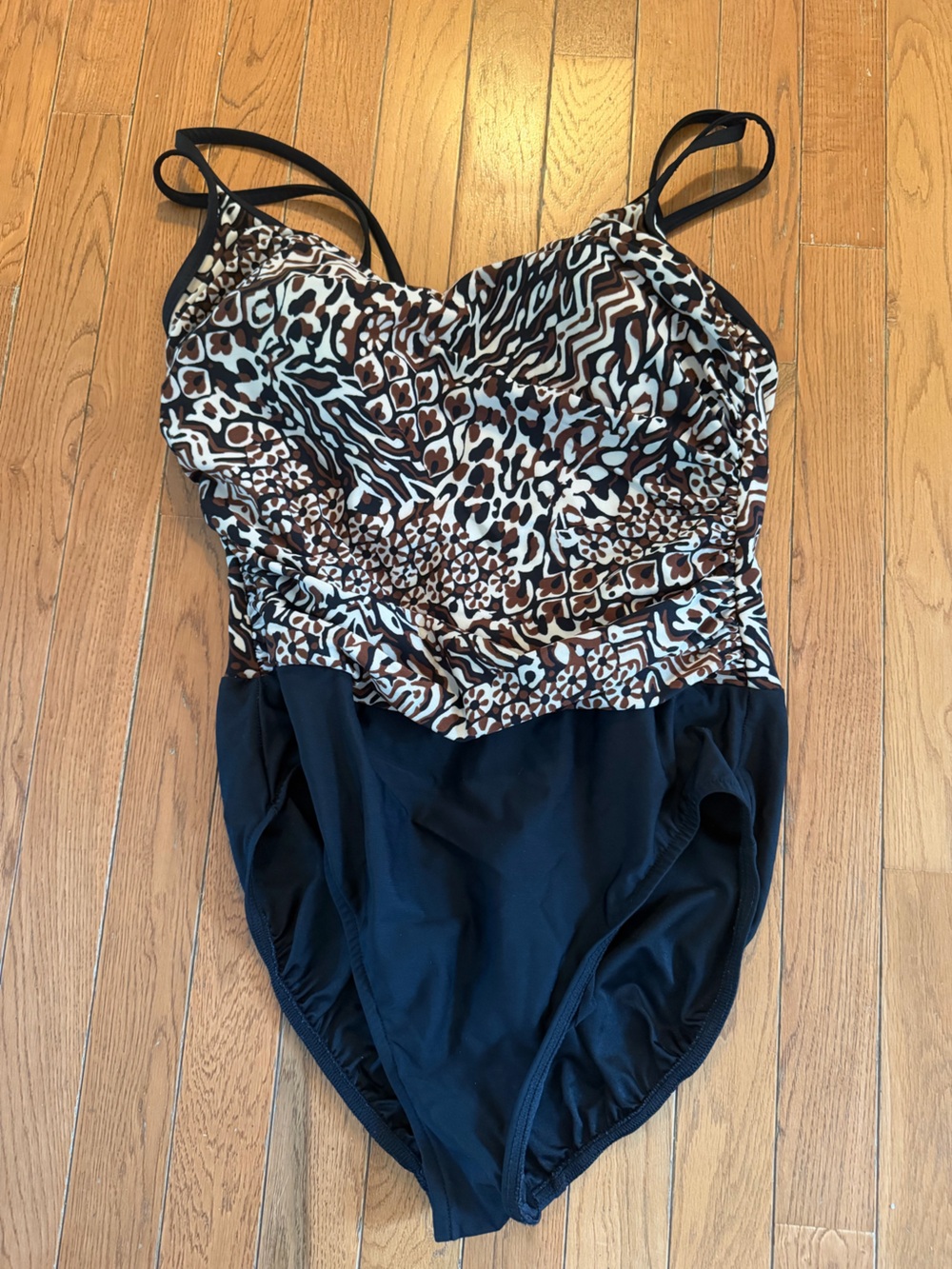Black & Brown Animal-Print One-Piece Swimsuit with Support